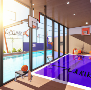 Basketball court lakers indoors